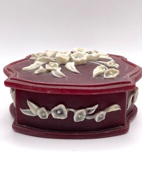 Vintage Incolay Stone Jewelry Trinket Storage Box Made in USA